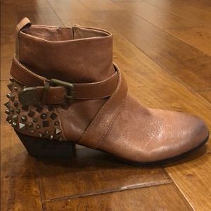 Studded brown leather booties